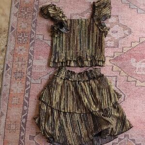 Striped Metallic Two-Piece Set